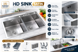 HD Satin Stainless Steel Double Bowl Kitchen Sink