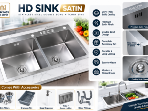 HD Satin Stainless Steel Double Bowl Kitchen Sink
