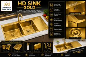 Handmade Double bowl single Tray Gold