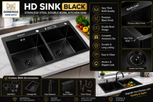 Handmade Black Double Bowl Sink