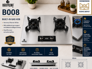 750e06e1-d654-4f50-90f2-5ac3df3430d9 B008
Built-in Gas hob
Harmony 2 burner all gas
With additional pan support and bilateral intelligent timing
Head flip cover and pulse ignition
60cm