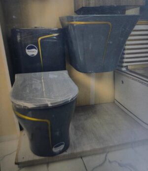 Black & Gold Line WC with Hanging Basin