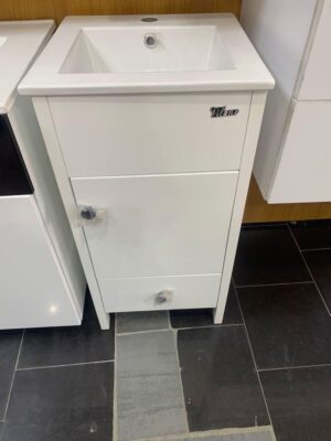 40cm Pure White Hanging Cabinet Basin — Minimalist Design