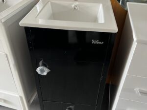 40cm Black Standing Cabinet Basin — Slim Modern Design