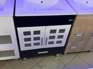 8b46d64d-28ac-4364-aab1-5850933ceb83 Black & White Cabinet with Patterned Doors — 60cm Premium Edition