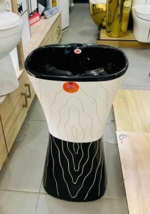 Black & White Pedestal Basin – Dual Tone Pattern
