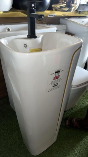 White & Gold Executive Pedestal Basin