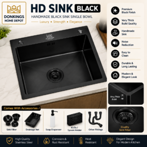 HD Black Single Bowl Kitchen Sink