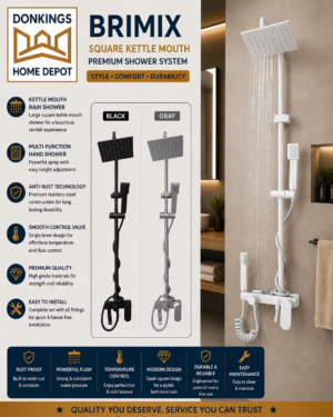 Brimix Square kettle mouth white/ Gray shower