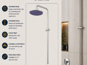 Shower Pole + Shower Rose + Control