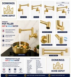 Premium Brushed Gold Hot & Cold Pot Filler