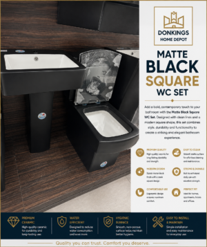 Matte Black Square WC Set
