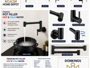 Premium Matte Black Hot & Cold Pot Filler