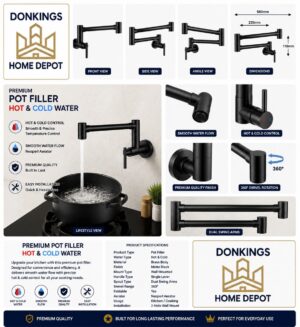 Premium Matte Black Hot & Cold Pot Filler