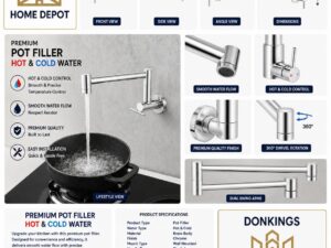 ✨ Premium Pot Filler – Chrome | Hot & Cold Water