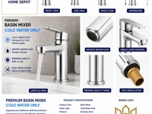 ✨ Premium Basin Mixer – Chrome | Cold Water Only