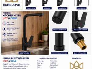 Premium Matte Black Kitchen Mixer – Hot & Cold