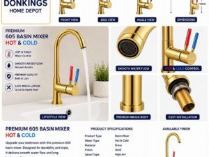 Premium 605 Basin Mixer – Hot & Cold