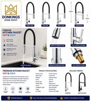 Premium Flexible Kitchen Faucet – Hot & Cold