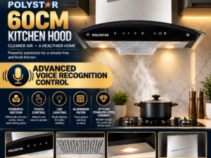 Polystar 60cm Kitchen Hood with Advanced Voice Recognition Control